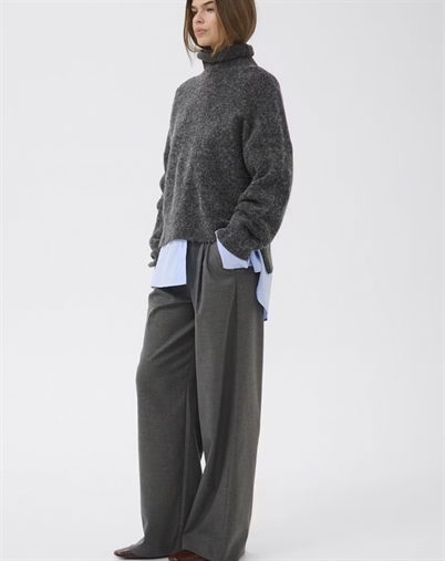 Paula GZ Melange Wide Bukser - Dark Grey Melange